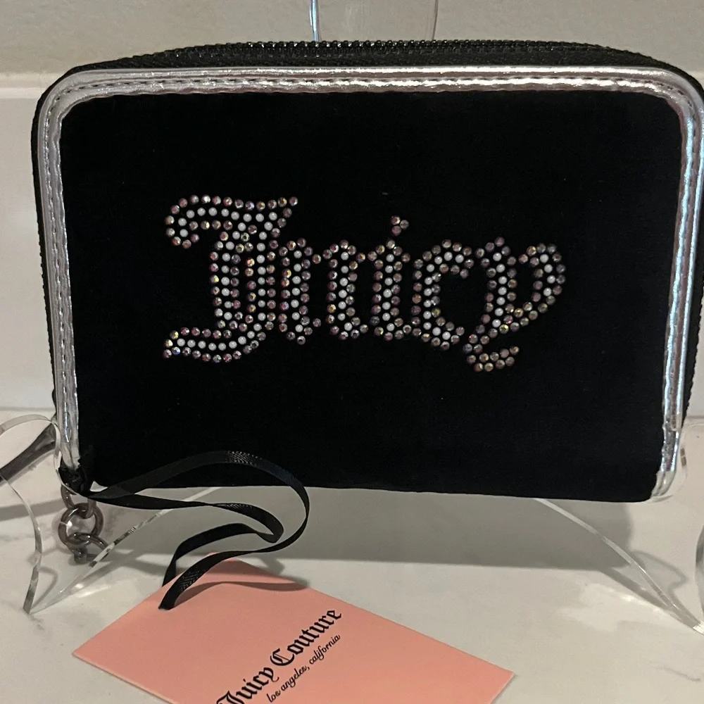 NWT Juicy Couture Black and Silver Rhinestone Wallet